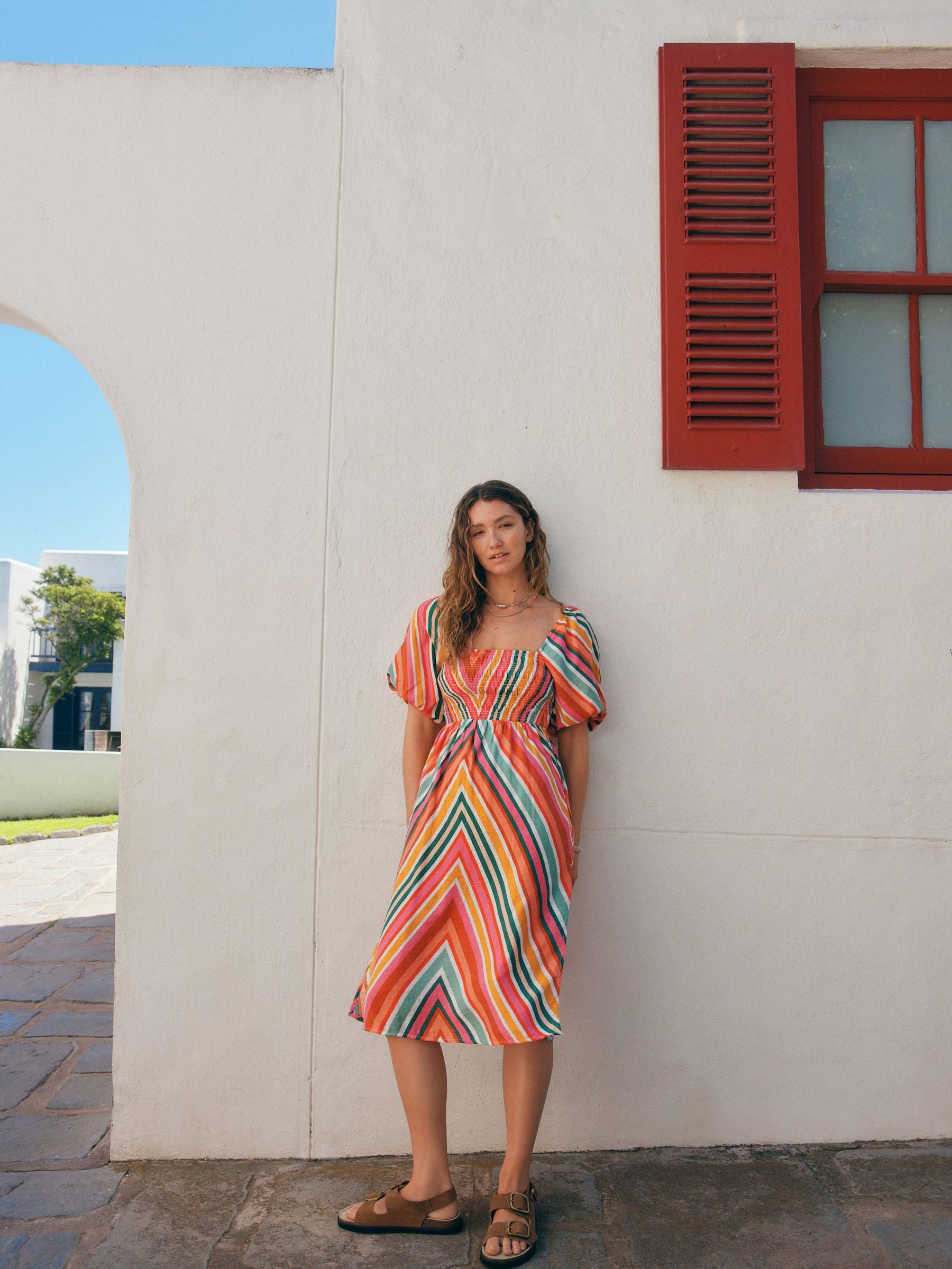 爆売り！ Buy Multi from Dress Midi Shoulder Off Sleeve Puff Bright シャツ/ブラウス(半袖/袖なし)
