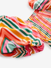 Multi Bright Puff Sleeve Off Shoulder Midi Dress - Image 9 of 9