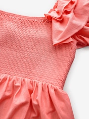 Pink Ruffle Sleeve 100% Cotton Midi Dress - Image 6 of 7