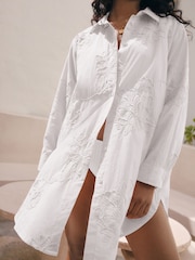White Textured Cornelli Cover-Up Shirt - Image 4 of 8