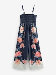Coral/Blue Shirred Bandeau Jumpsuit - Image 6 of 8