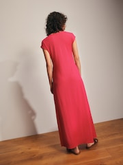 Pink Textured Tie Waist T Dress - Image 2 of 7