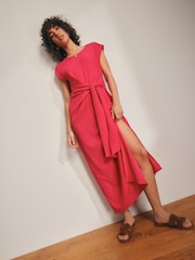 Pink Textured Tie Waist T Dress - Image 3 of 7