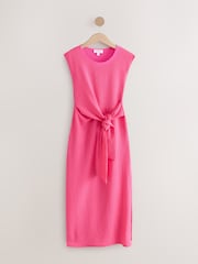 Pink Textured Tie Waist T Dress - Image 5 of 7