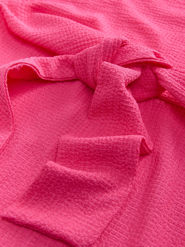 Pink Textured Tie Waist T Dress - Image 6 of 7