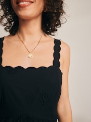 Black Embroidered Tiered 100% Cotton Mini Dress - Image 5 of 8