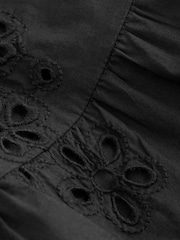Black Embroidered Tiered 100% Cotton Mini Dress - Image 7 of 8