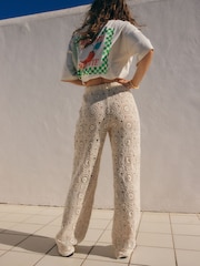 Camel Crochet Wide Leg Trousers - Image 4 of 6
