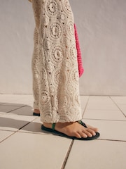 Camel Crochet Wide Leg Trousers - Image 5 of 6