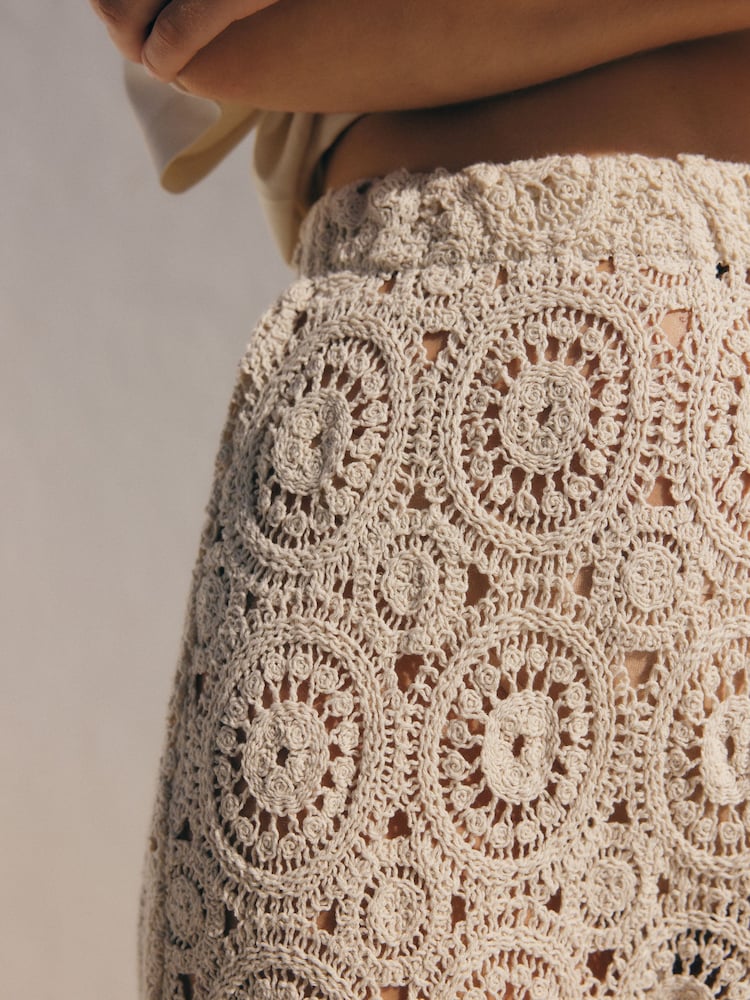Camel Crochet Wide Leg Trousers - Image 6 of 6