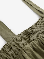 Khaki Green Mini Summer 100% Cotton Dress - Image 6 of 6