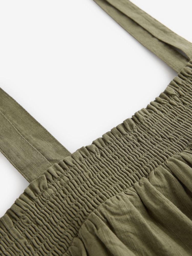 Khaki Green Mini Summer 100% Cotton Dress - Image 6 of 6