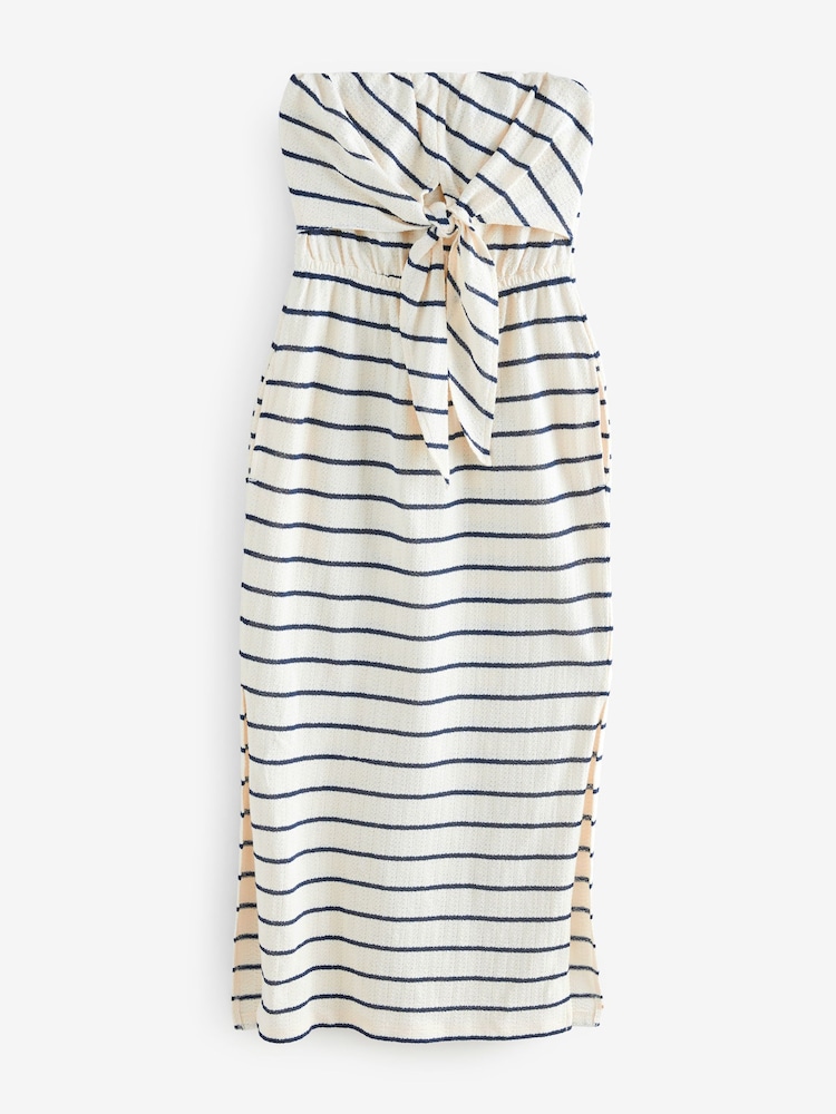 Navy Blue Jersey Bandeau Midi Dress - Image 6 of 8