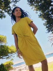 Lime Green 100% Cotton Twist Short Sleeve T Dress - Image 2 of 7