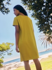 Lime Green 100% Cotton Twist Short Sleeve T Dress - Image 3 of 7