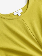 Lime Green 100% Cotton Twist Short Sleeve T Dress - Image 6 of 7