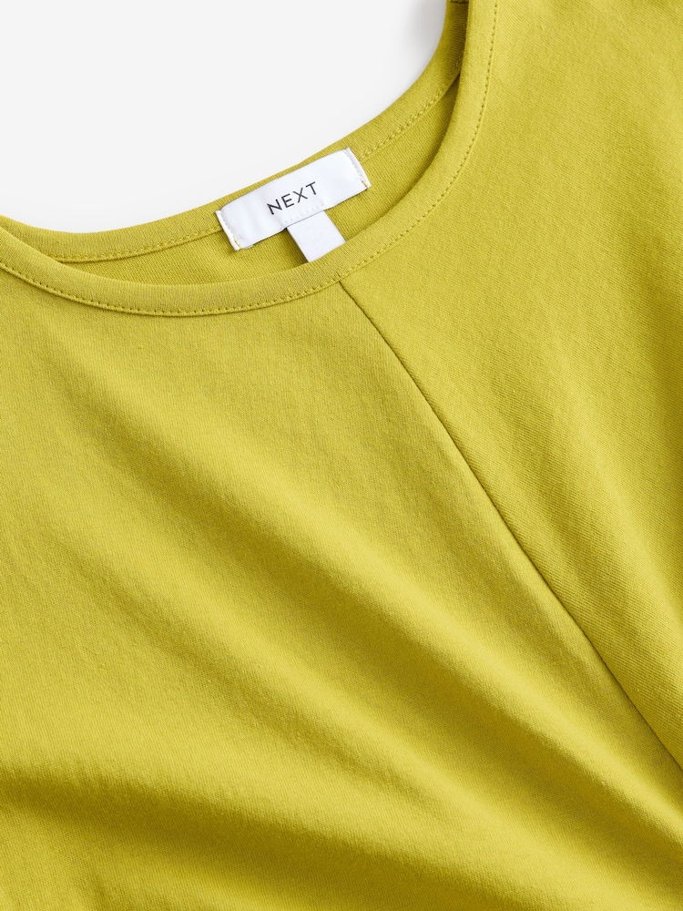 Lime Green 100% Cotton Twist Short Sleeve T Dress - Image 6 of 7