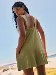 Khaki Green 100% Cotton Jersey Playsuit - Image 2 of 7