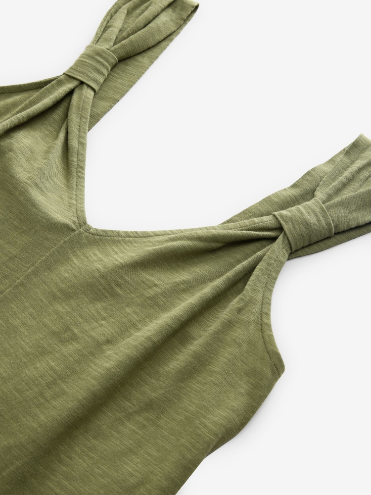 Khaki Green 100% Cotton Jersey Playsuit - Image 6 of 7