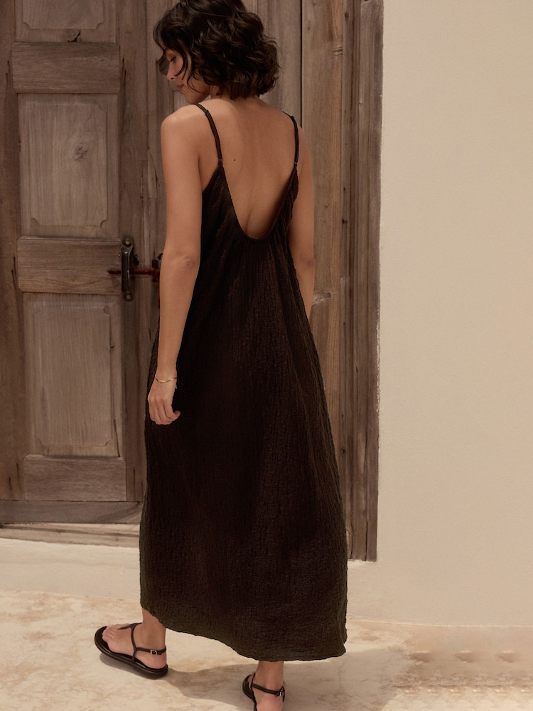 Black Textured Jersey Maxi Dress - Image 2 of 5