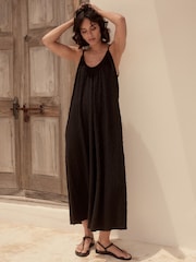 Black Textured Jersey Maxi Dress - Image 3 of 5