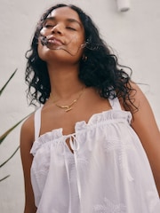 White Embroidered 100% Cotton Summer Mini Dress - Image 6 of 8