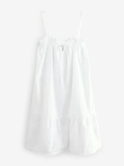 White Embroidered 100% Cotton Summer Mini Dress - Image 7 of 8