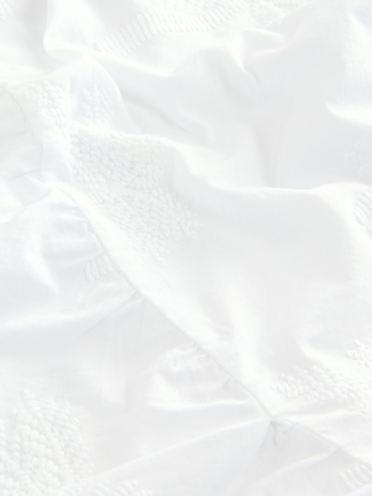 White Embroidered 100% Cotton Summer Mini Dress - Image 8 of 8
