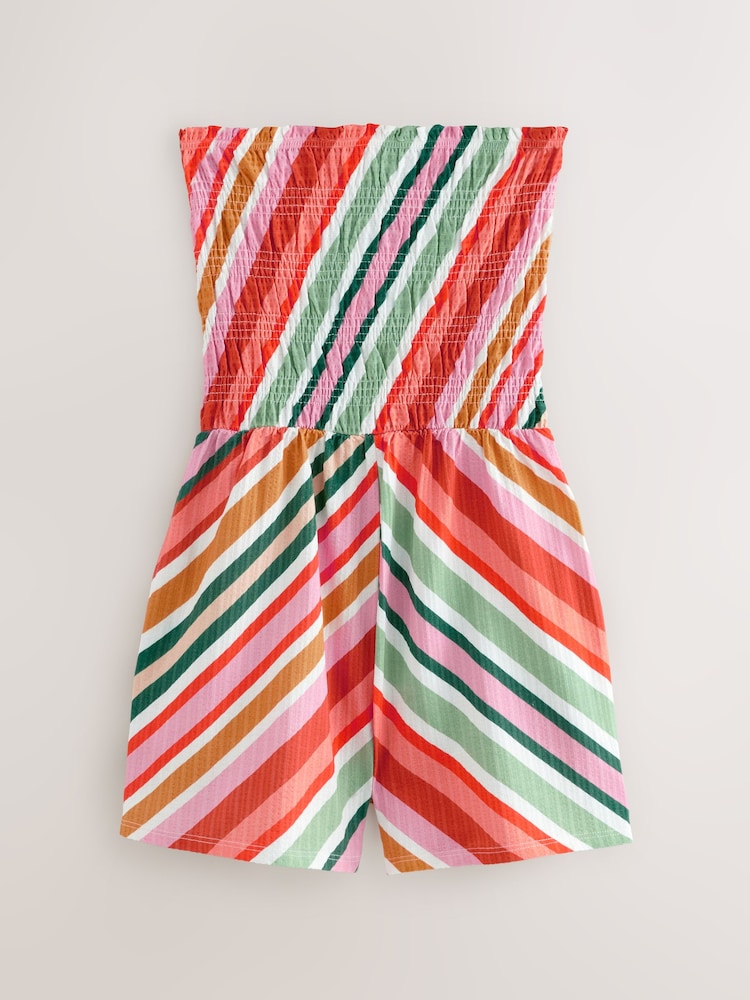 Pink/Orange Bandeau Shirred Playsuit - Image 5 of 7