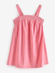 Coral Pink Mini Summer 100% Cotton Dress - Image 6 of 7