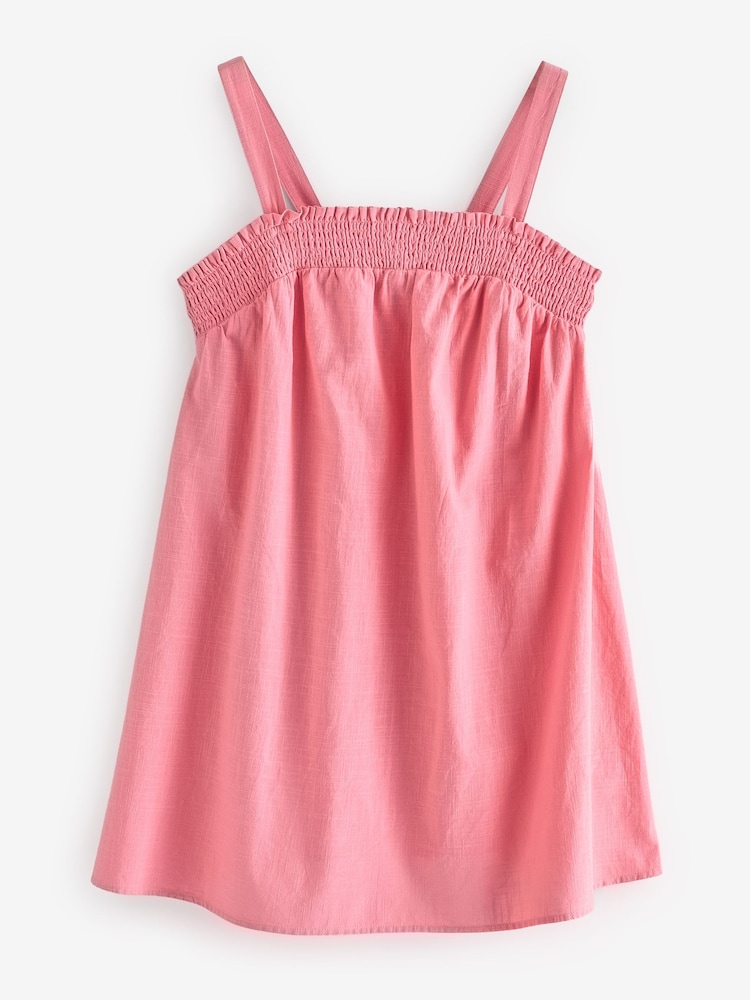 Coral Pink Mini Summer 100% Cotton Dress - Image 6 of 7