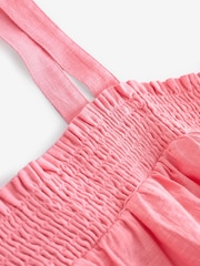 Coral Pink Mini Summer 100% Cotton Dress - Image 7 of 7