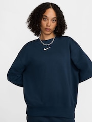 Nike Navy Oversized Phoenix Fleece Crew Neck Sweatshirt - Image 1 of 7