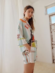Blue Stripe Toucan - Conjunto de pijama corto abotonado - Imagen 2 de 8