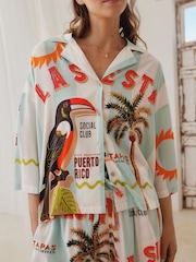 Blue Stripe Toucan - Conjunto de pijama corto abotonado - Imagen 5 de 8