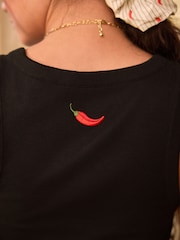 Black Chillies Rib Vest Woven Short Set Pyjamas - Image 5 of 5