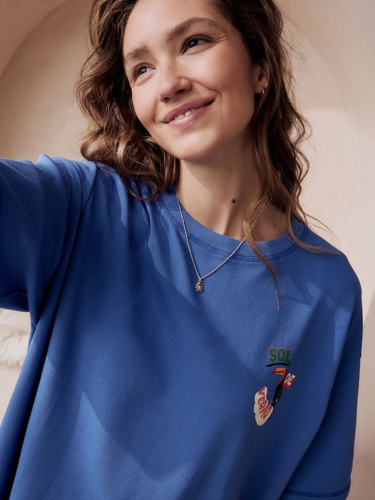 Blue Toucan 100% Cotton Graphic Short Sleeve Pyjamas - Image 3 of 7