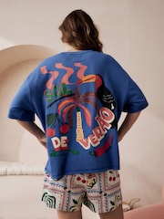 Blue Toucan 100% Cotton Graphic Short Sleeve Pyjamas - Image 5 of 7