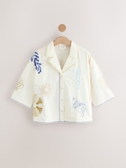 White 100% Cotton Embroidered Button Through Short Set Pyjamas - Image 10 of 13