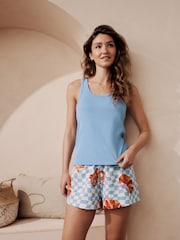 Blue Croissant - Cotton Rib Vest Short Set Pyjamas - Imagen 1 de 9