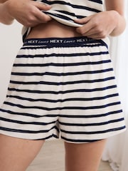 Ecru/Navy Stripe Rib Vest Short Set Pyjamas - Image 5 of 5