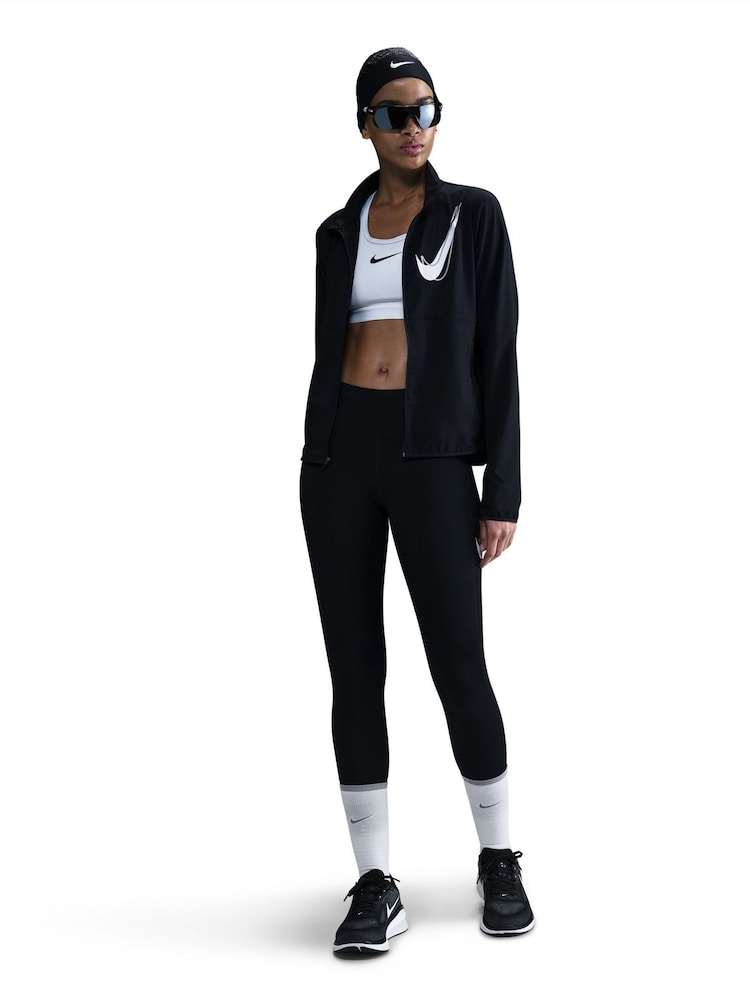 Nike Black Swoosh DriFIT Running Jacket - Image 1 of 5 Nike Black Swoosh DriFIT Running Jacket - Image 1 of 5