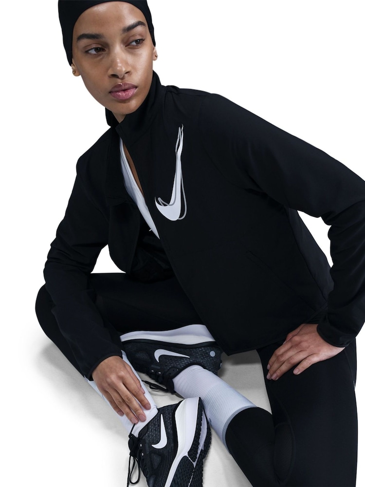 Nike Black Swoosh DriFIT Running Jacket - Image 5 of 5