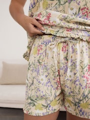 Cream Floral Textured Vest Short Set Pyjamas - Image 7 of 10
