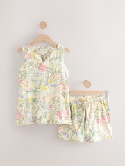 Cream Floral Textured Vest Short Set Pyjamas - Image 8 of 10