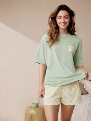 Sage Green Lemons 100% Cotton Graphic Short Sleeve Pyjamas - Image 2 of 10