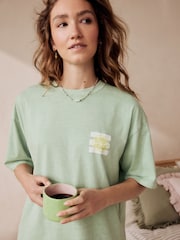 Sage Green Lemons 100% Cotton Graphic Short Sleeve Pyjamas - Image 8 of 10