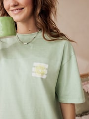 Sage Green Lemons 100% Cotton Graphic Short Sleeve Pyjamas - Image 9 of 10