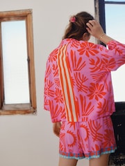 Purple Abstract Button Through Short Set Pyjamas - Image 3 of 6