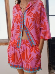 Purple Abstract Button Through Short Set Pyjamas - Image 5 of 6